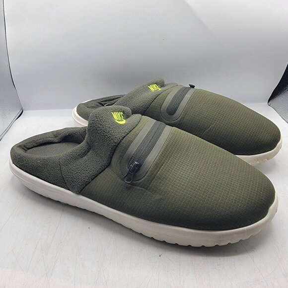 Nike Burrow Mens 13 Slides Sandal Cargo Khaki Volt Green Casual DJ3130-300 - Picture 1 of 13